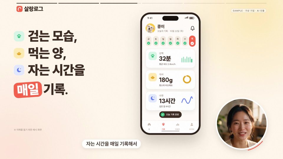 걷는 모습, 먹는 양, 자는 시간을 매일 기록하는 앱 카드